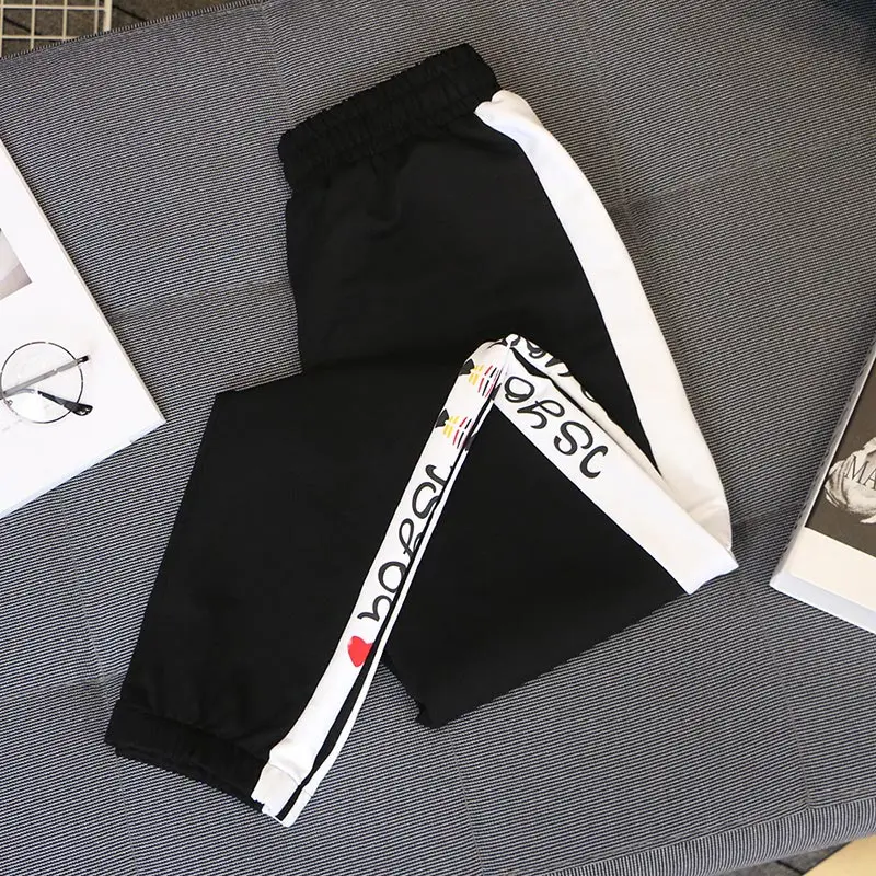 

Fashion Spring and autumn 2022 New letter Patchwork Harem Pants Women's Loose Elastic waist Sweatpants Female Casual Trousers