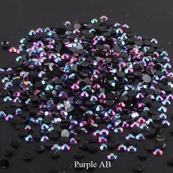 FlatBack Non HotFix Resin Nail Art Black AB Rhinestones Strass Crystal Applique Glue on Stones for Clothes Nail Art Decoration E