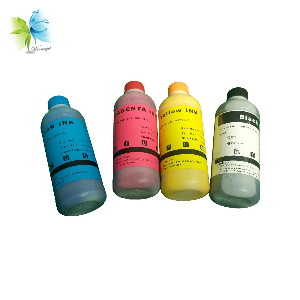 Winnerjet 4 Color 500ml/bottle Pigment ink For HP 950 951 932 933 + one set refill ink cartridge