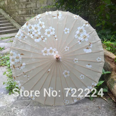 Dia 50cm Chinese Handmade Traditional Ancient Craft Umbrella White Sakura Flowers Waterproof Parasol Dacne Oiled Paper Umbrella