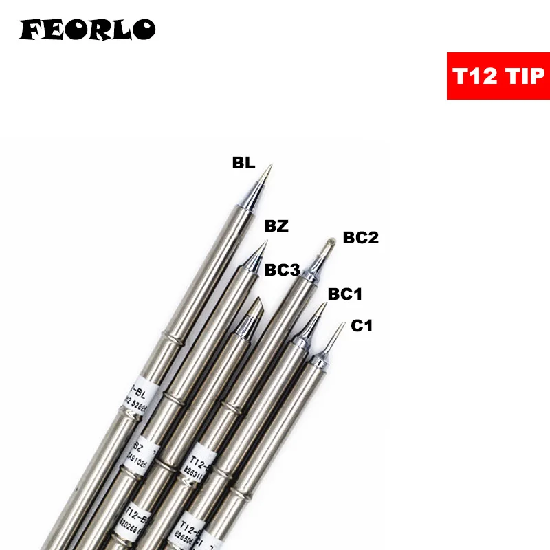 

6pcs/lot FEORLO Solder Iron Tips Electric Soldering Iron T12-C1 BC1 BC2 BC3 BZ BL For Hakko Soldering Rework Station