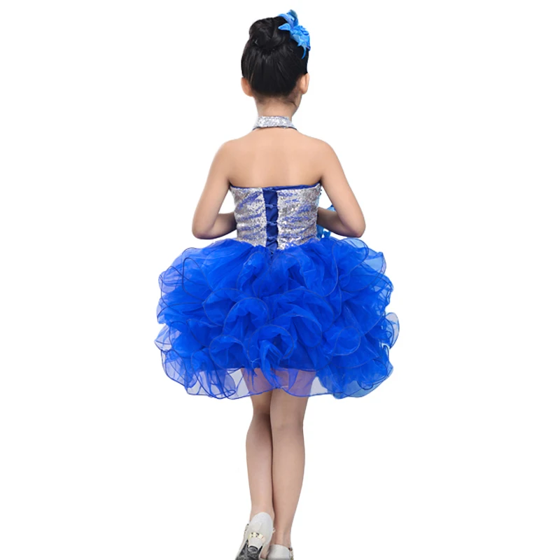 Children Jazz Dance Girl Stage Costumes sequins Cute Tutu performance clothing net yarn skirt Hip Hop Stage Dancing Suits