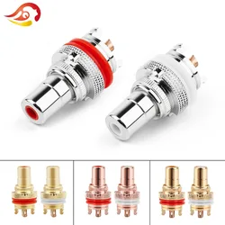 QYFANG RCA Female Socket Chassis CMC Connector Rhodium Plated Copper Jack 32mm Copper Plug Amp HiFi White Red Audio Jacks