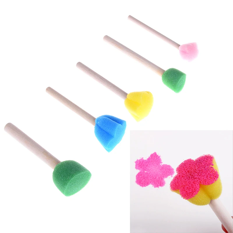 Sponge Painting Brushes Children Painting Brush Kids DIY Graffiti Drawing Toys Kindergarten Early Educational Toy Supplies