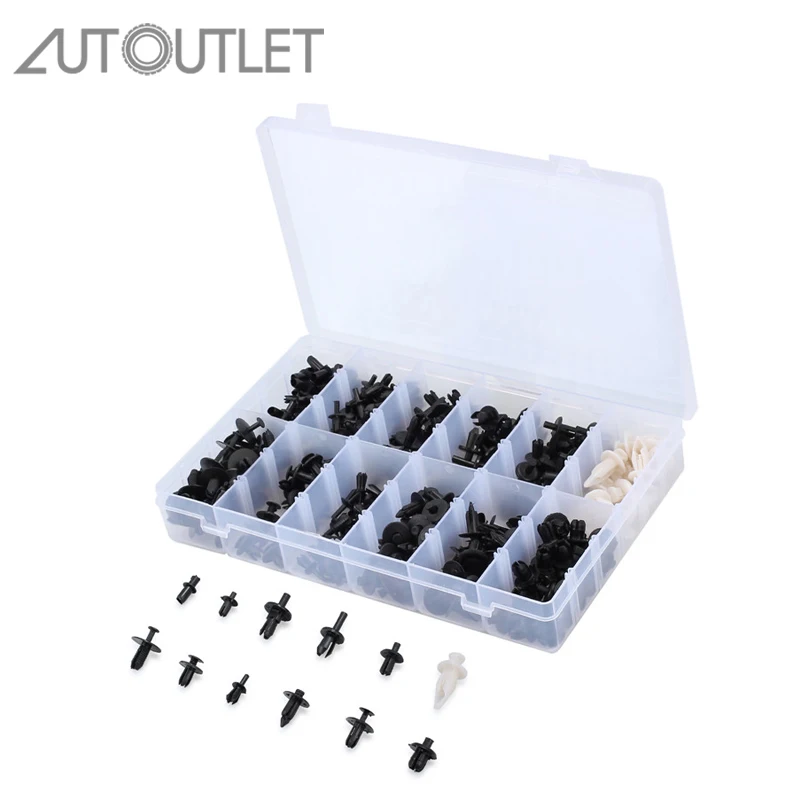 AUTOUTLET 350Pcs/set for Car Auto Door Rivet Trim Clip Panel Body Interior Fastener Car Auto Push Pin Rivet Trim For Ford