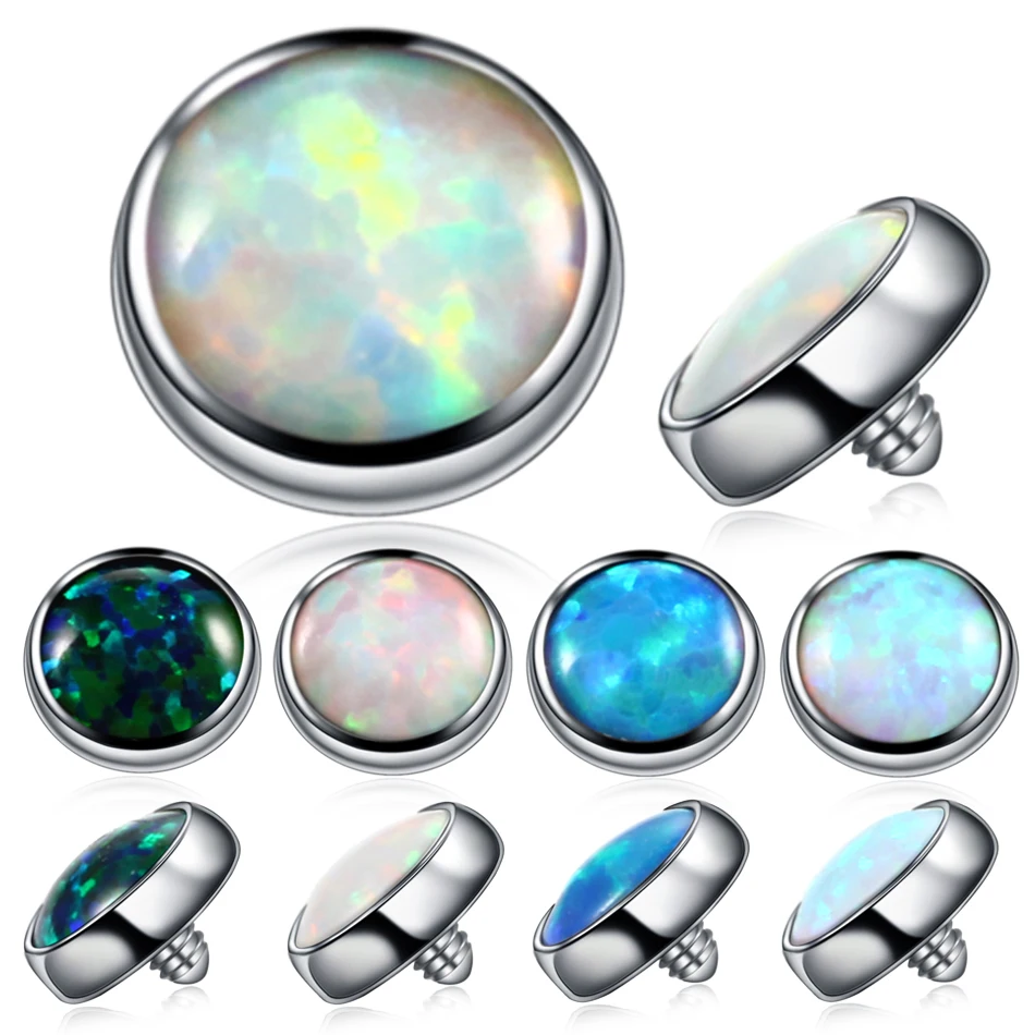 1PC 100% Titanium Fire Opal Micro Dermal Piercings Dermal Anchor Top Skin Diver Replaceable 4mm Tops Piercing Sexy Body Jewelry