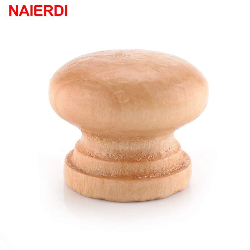 NAIERDI 10pcs 2.5X2CM Medium Size Natural Wooden Cabinet Drawer Wardrobe Door Knob Pull Handle Hardware Plain Circle Handles