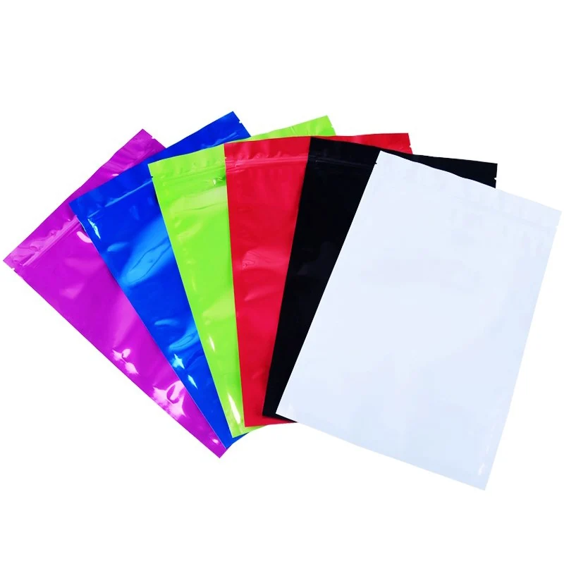 10 sizes Colorful aluminum foil bag aluminized ziplock bag metal sealed bag candy nut tea food and medicine packaging bag