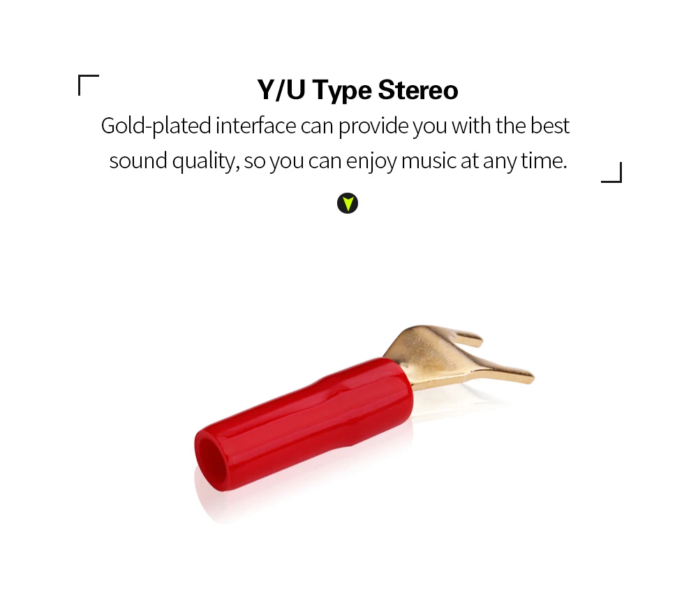 YYTCG 8 Stück vergoldete Kupfer-Bananenstecker, U/Y-Typ, hochwertiger Bananenstecker, Lautsprecherkabelanschluss mit Kunststoffgriff, ca – Detail 5