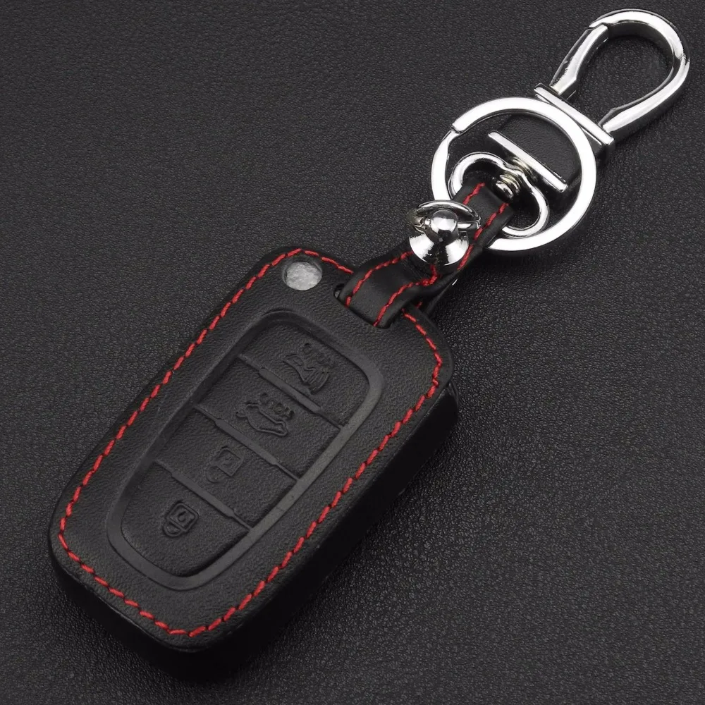 jingyuqin Remote 4button Leather Car Key Cover Case For Hyundai Long Move IX35 Sonata 8 For Kia Chi Ran K2 Furui Di k5 Smart key