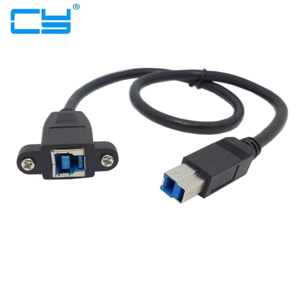 Super Speed USB 3.0 back panel mount B female To Male B type extension cable 0.5m 50cm