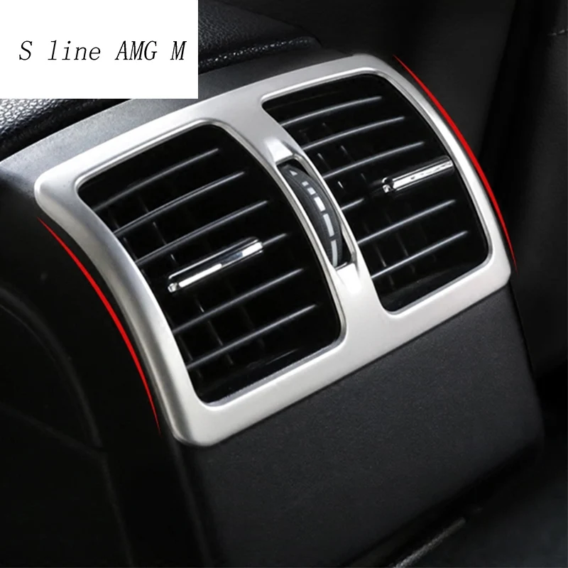 Car styling Rear air conditioning vent decorative frame air outlet trim strip stickers for Mercedes Benz C Class W204 2009-2014