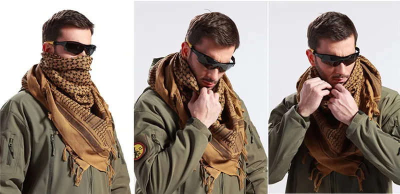 Winter Outdoor Tactical Camo Scarf Arab Breathable Headband Desert Scarf Outdoor Camping Hiking Scarf Neck Bag Shemagh