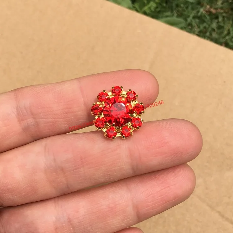 12pcs/lot 17mm sunflower crystal button for sweaters decoration red pink black green blue rhinestone gold button for shirts hat