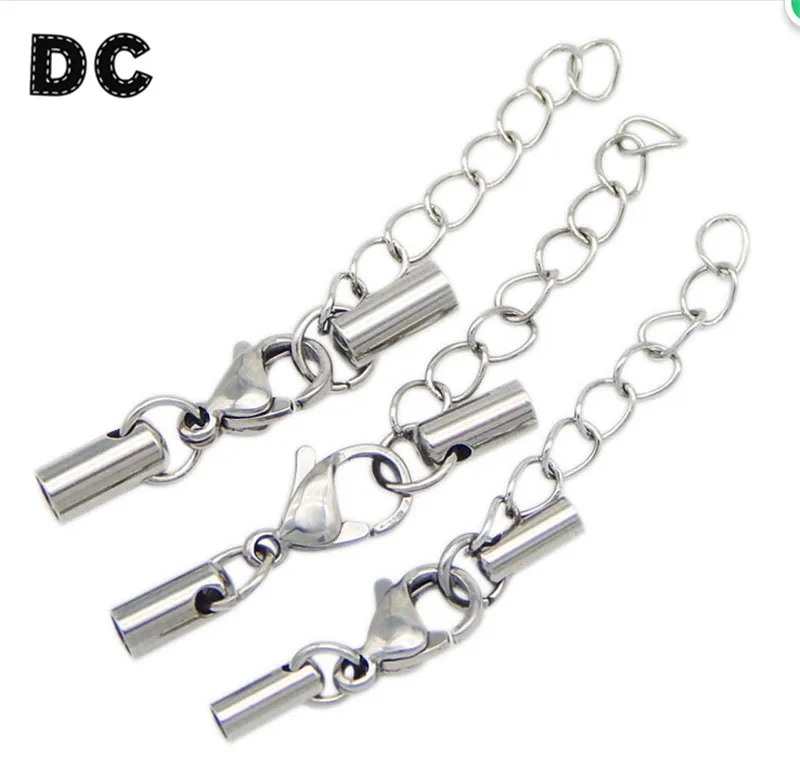5pc Gold Color Stainless Steel Lobster Clasps End Caps Clasps Jewelry Connector Fit 3/4/5mm Leather Cord DIY Fashion Jewelry