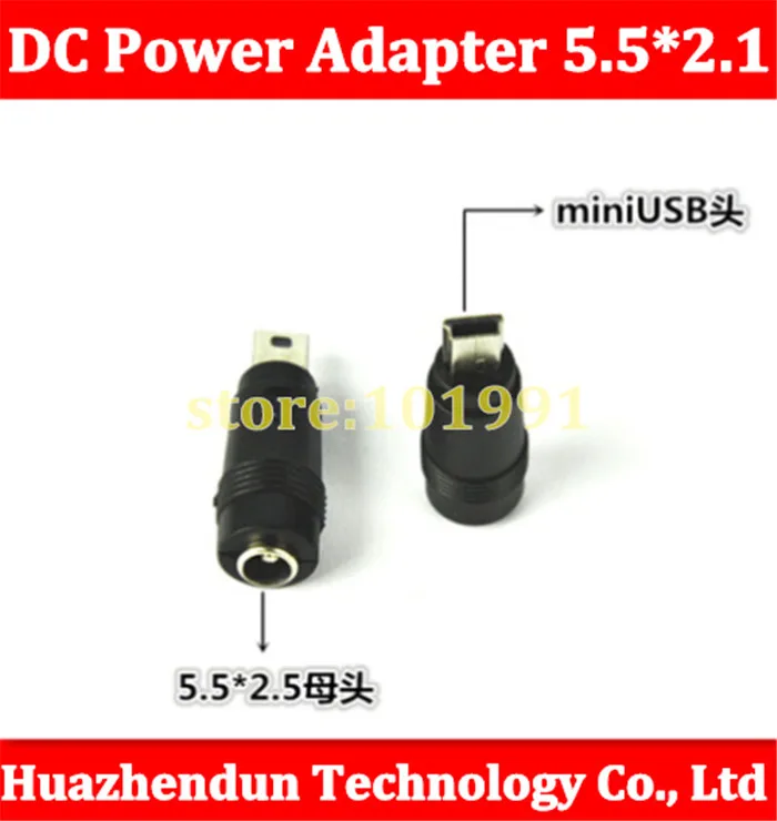 100pcs New DC Power Adapter 5.5 *2.5 Female to Mini USB Male Adapter 5.5MM TO Mini USB 5P