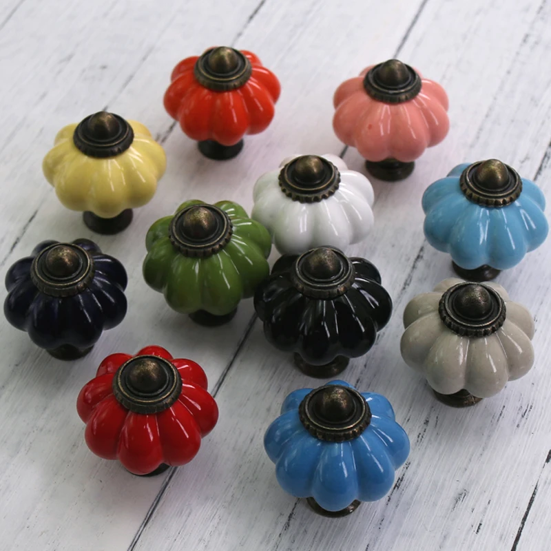 1PC Ceramic Dresser Knobs Drawer Pulls Colorful Cabinet Door Knob Handle Antique Rustic Kitchen Hardware Pull