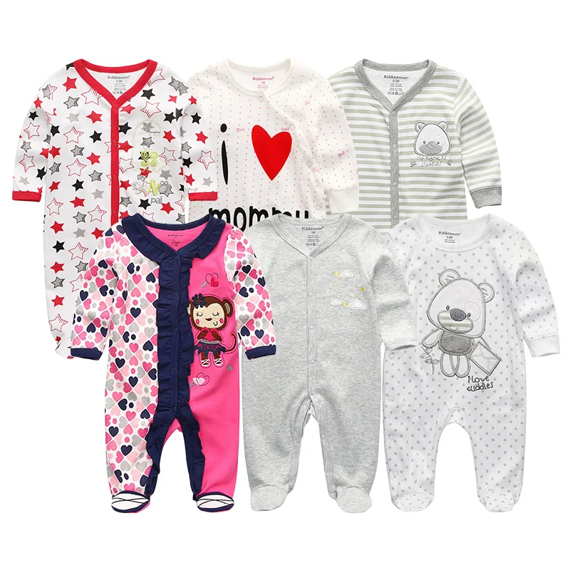 2020 6 teile/los Neugeborenen Unisex 100% Baumwolle Baby Mädchen Kleidung Set Strampler Sommer Baby Jungen Kleidung Volle Hülse Roupas de bebe