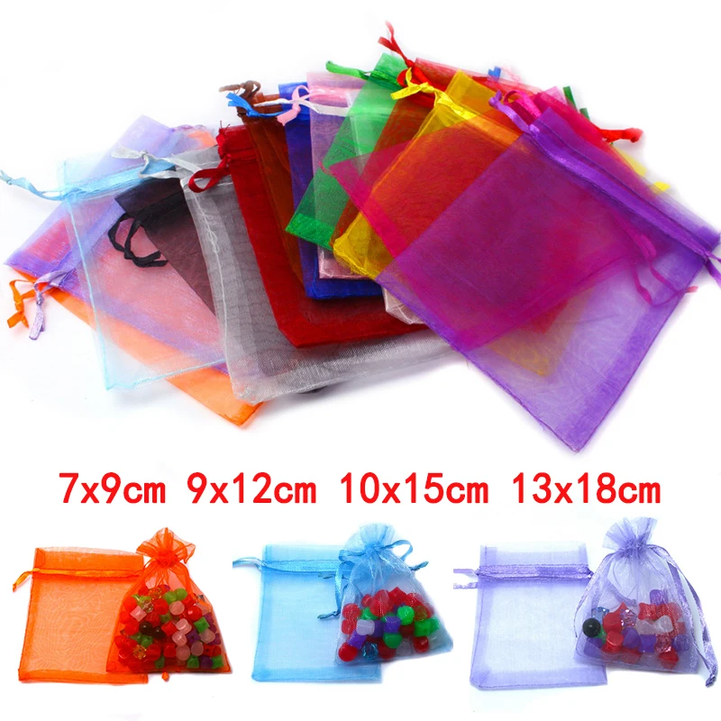 

10pcs 7x9 9x12 10x15 13x18cm Drawstring Organza Bags Jewelry Packaging Bags Wedding Party Favor Gift Bags Jewelry Pouches