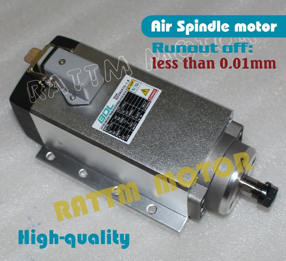 Square CNC Air Cooled Spindle 1.5KW 220V ER11 Runout-off 0.01mm For Engraving Milling Grind