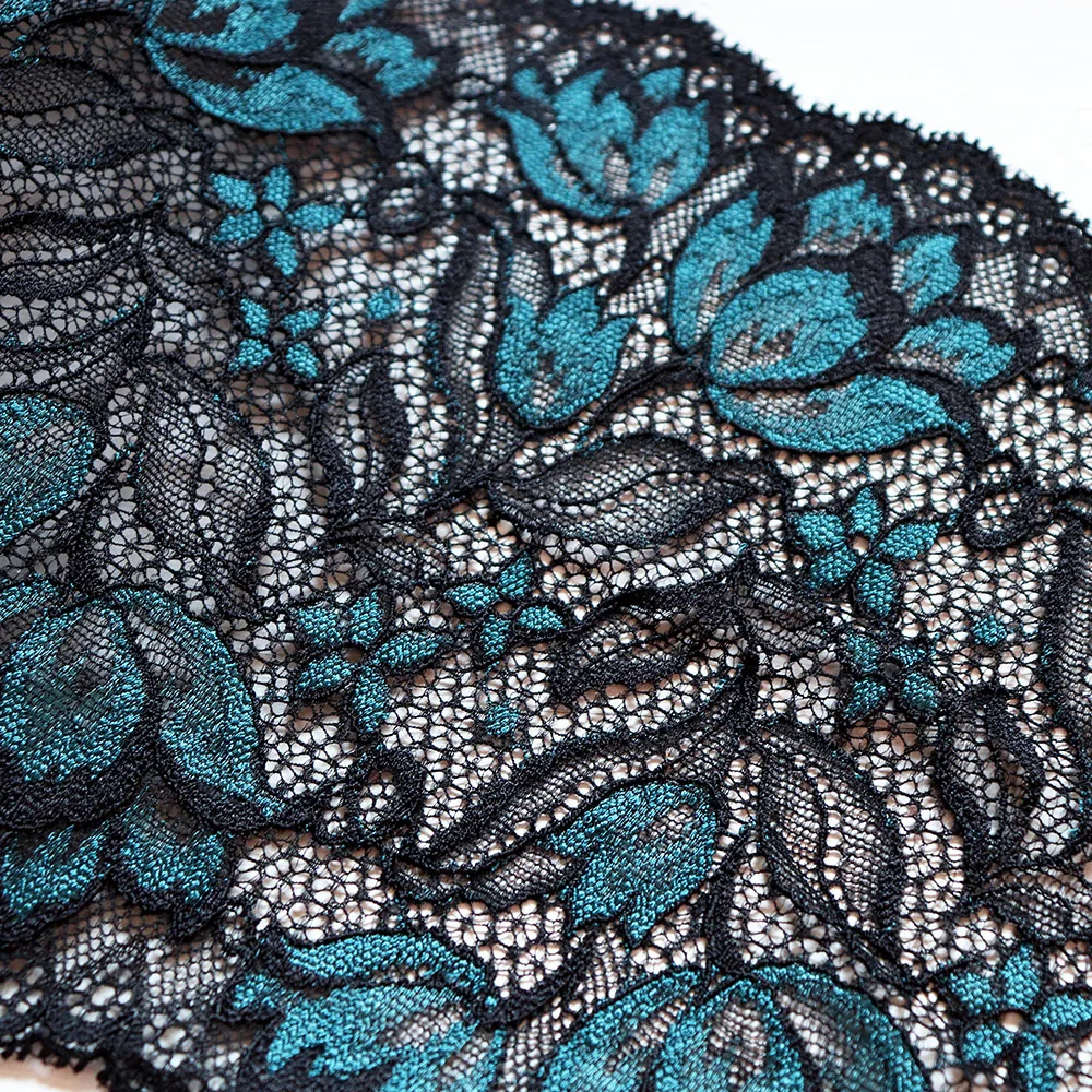 16cm Wide Apparel Lace Accessories Black Blue Elastic Stretch Lace Applique Trim Ribbon Sewing Fabrics Underwear Garment Clothes