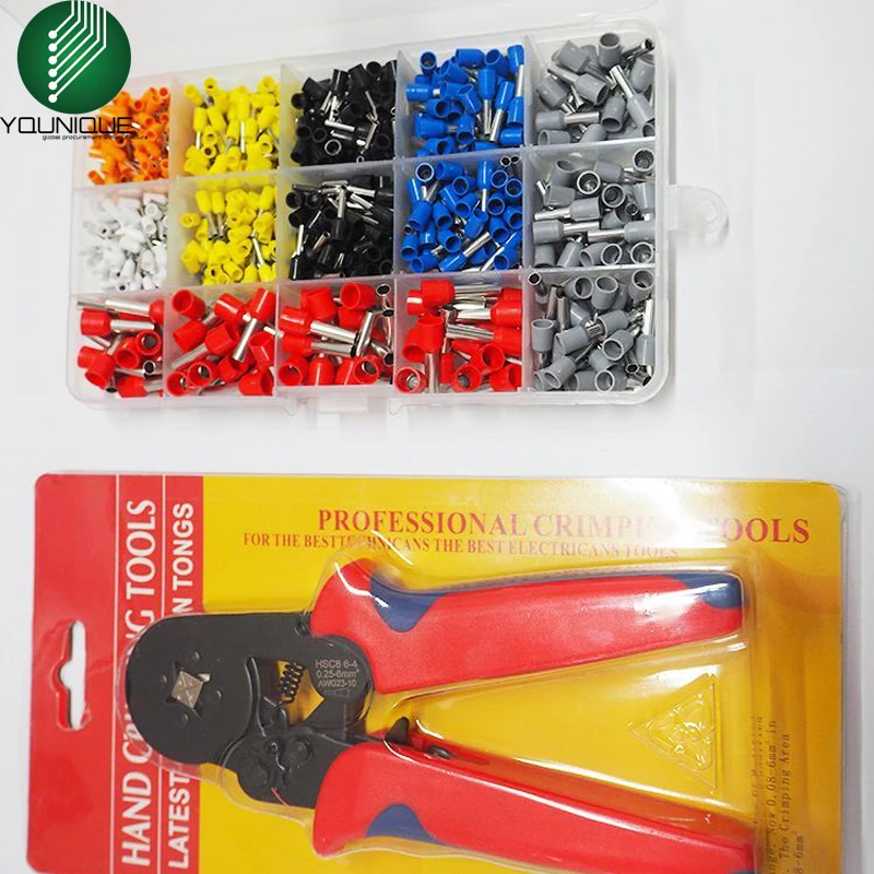 0.25-6mm2 Crimping Tool Hand Crimper +600 Pcs Single Cord End Terminal Wire Bootlace Ferrule  Kit