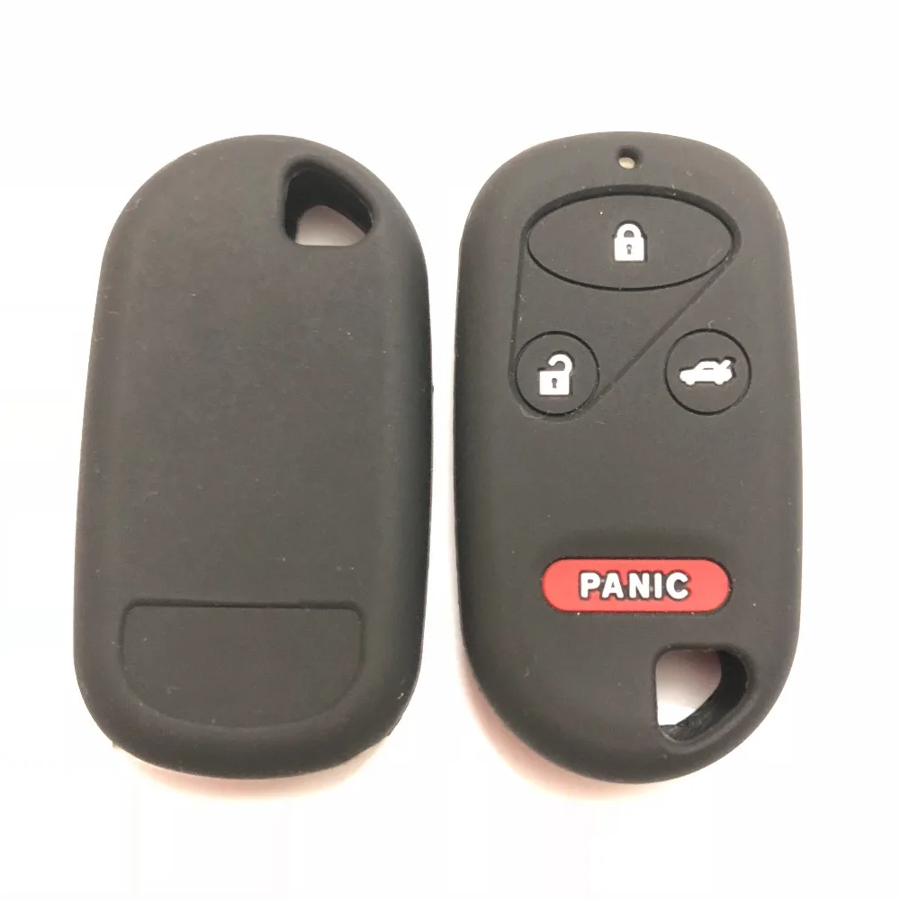 Remote FOB Holder Skin Case Silicon For Honda Acura S2000 Pilot CR-V Insight Civic Accord 3+Panic Button Smart Key