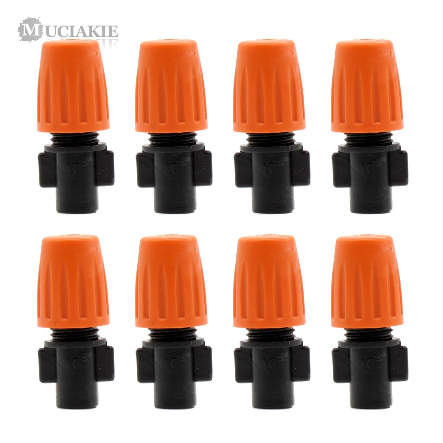 

MUCIAKIE 10PCS Orange Adjustable Misting Cooling Irrigation Nozzle 6mm Connection Garden Courtyard Watering Sprinkler Spay