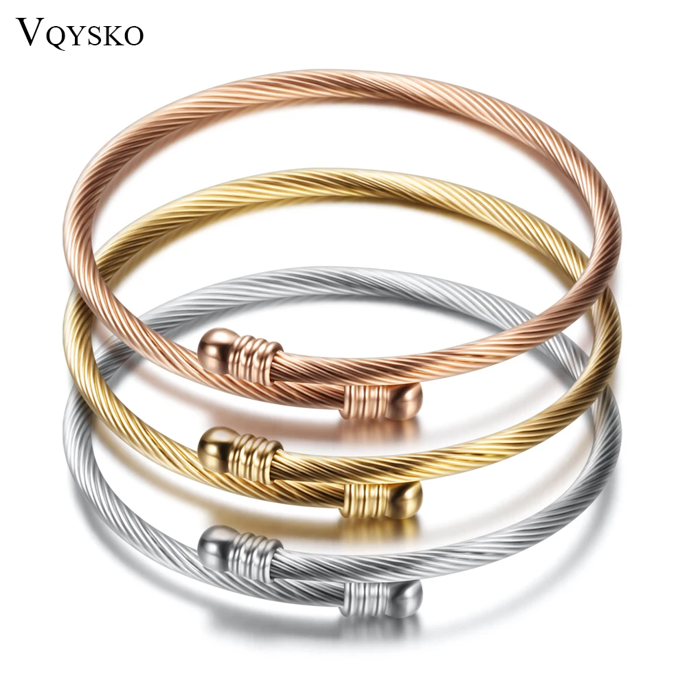 Fashion 3-Color Glossy Beads Bracelet Stainless Steel Bracelets for Women Simple Personality Clothing Accessories Jewelry