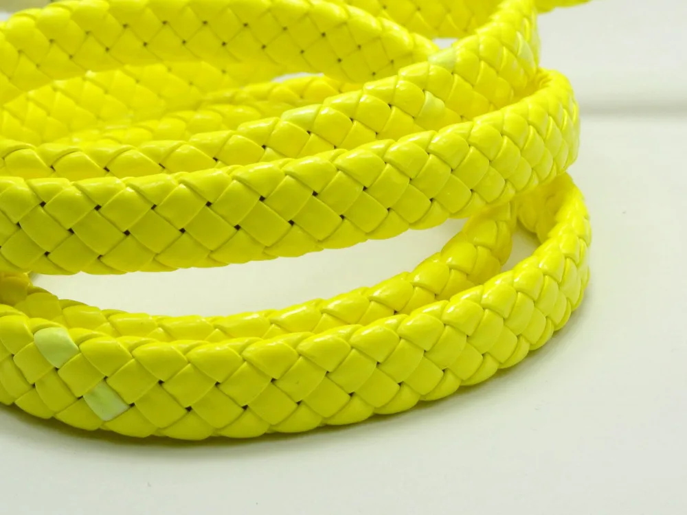 

16.4 Feets Neon Yellow Flat Braided Bolo Synthetic Leather Cord 10X4mm