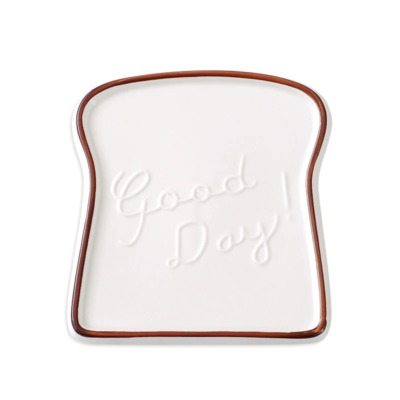 Toast Shape Porcelain Plates for Breakfast, Dishes, Food, Bread, Dessert Tray, Breakfast Dinnerware, Kitchen Accessories