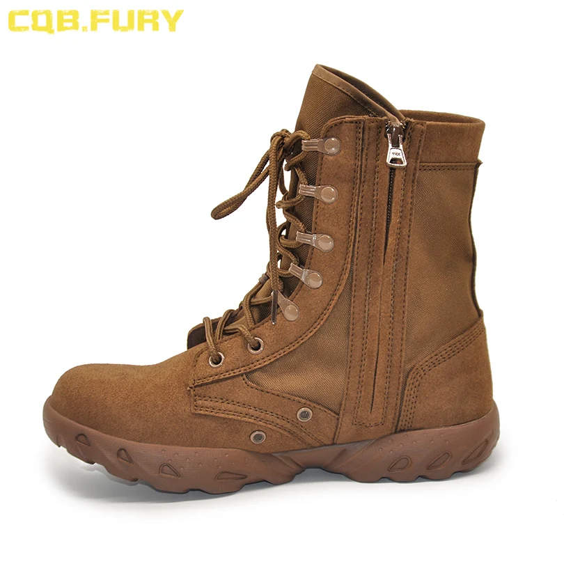 CQB.FURY Autumn Mens Army super light brown boots tactical Microfiber ventilation combat boots with side zipper size38-46