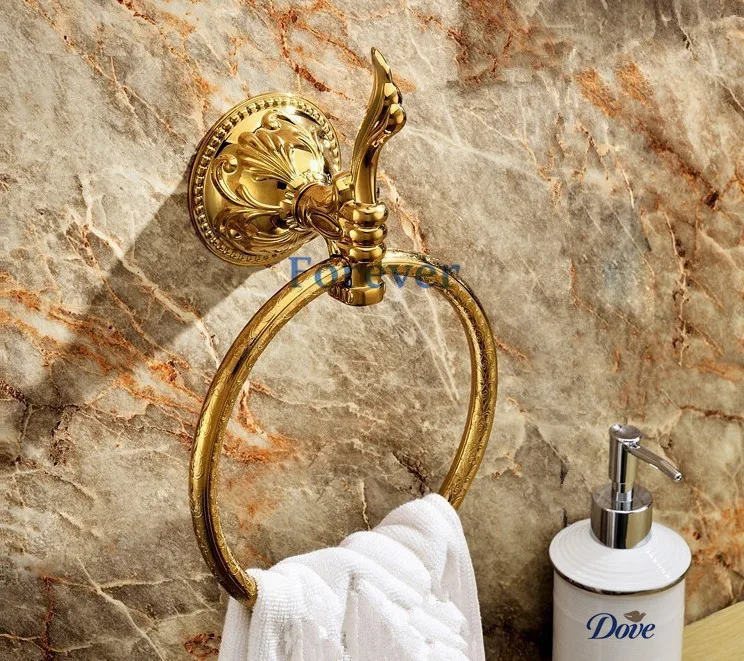 

wall mount Towel Ring/Towel Holder,towel rack Solid Brass Construction,Golden finish LG004