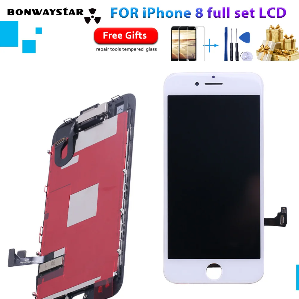 4.7 Inch For iPhone 8 Full Set Complete LCD Display Digitizer Assembly Replacement Good 3D Touch Front Camera Speaker 2 Gifts