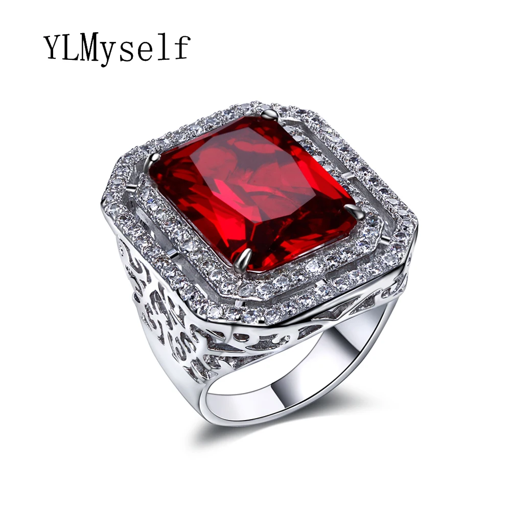 

WONDERFUL Large Rectangle big rings with Red color stone Bohemia Fashion design large Rings for party women jewelry
