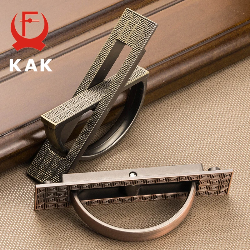 KAK Vintage Tatami Hidden Door Handles Zinc Alloy Recessed Flush Pull Cover Floor Cabinet Handles Furniture Handles Hardware