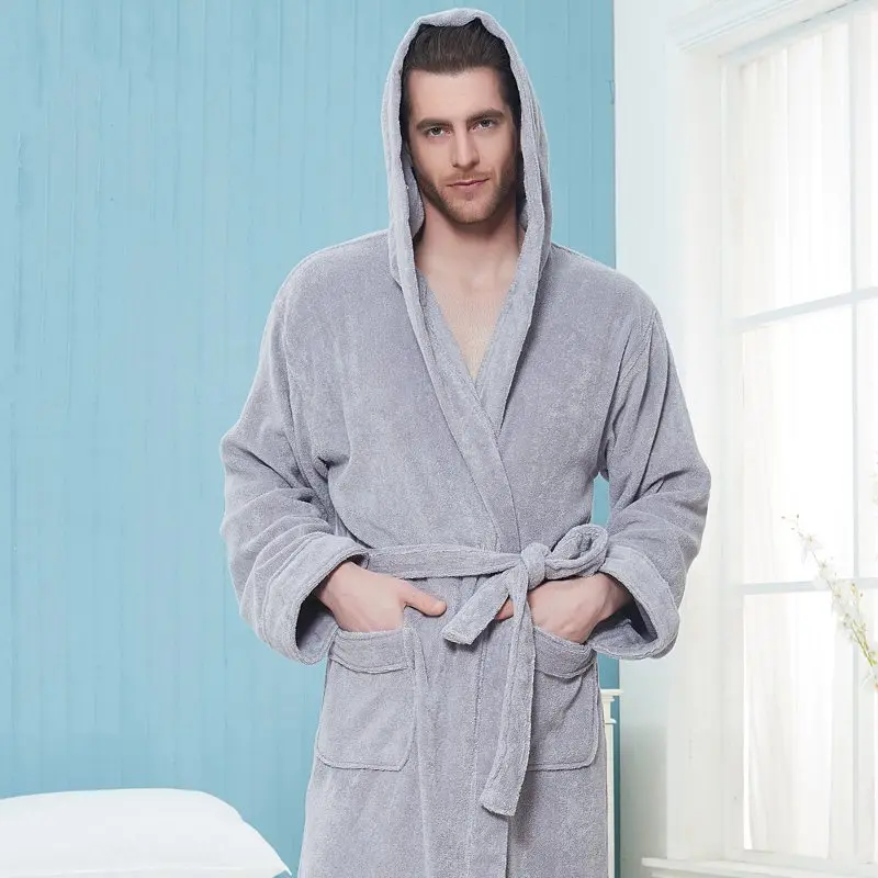 Spring Men Bathrobe Extra Long Thick Warm Cotton Plus Size XXL Winter Men\'s Robe Luxury Kimono Bathrobe Bride Robes Male Gown