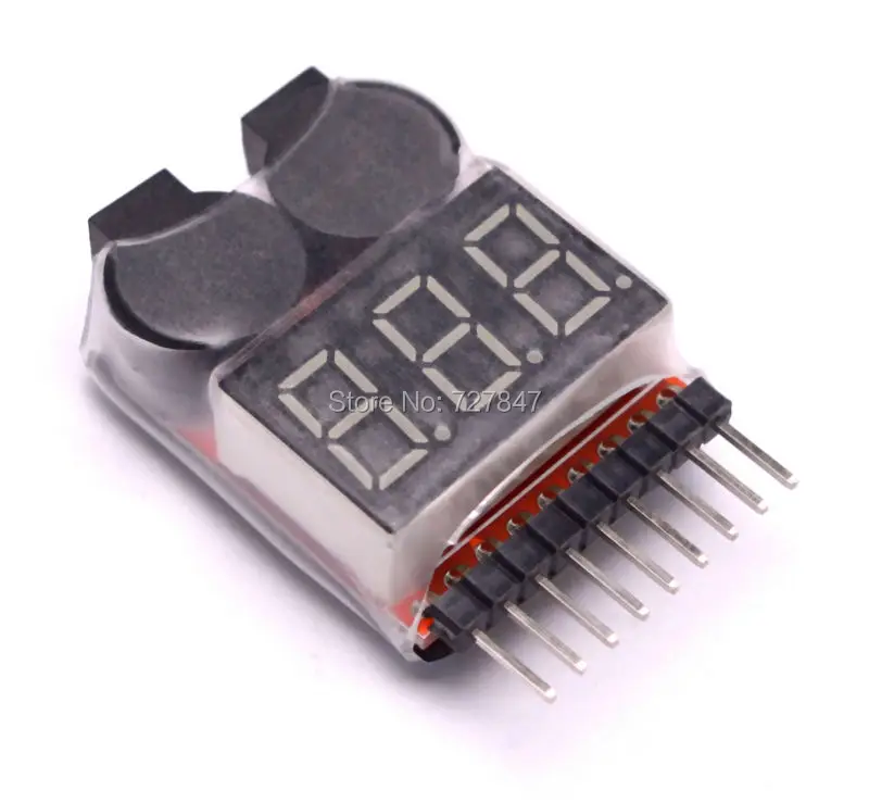 3.7-30V 1-8S Lipo/Li-ion/Fe Battery Voltage 2IN1 Tester Low Voltage Buzzer Alarm