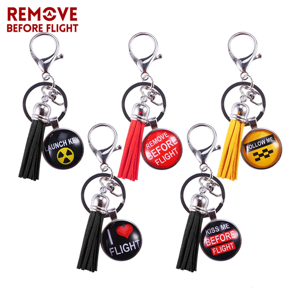 

Novelty Car Keychain Fashion Jewelry Cute Key Chain Remove Before Flight Creative Key Rings chaveiro para carro Tassel Keychains