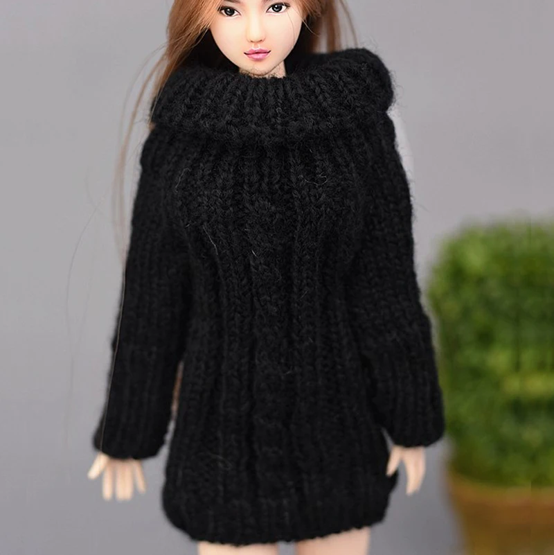 

Стильный вязаный свитер, однотонное Кукольное пальто, вязаный свитер ручной работы, топы для куклы 30 см 1/6BJD, аксессуары для кукол, подарок для девочек