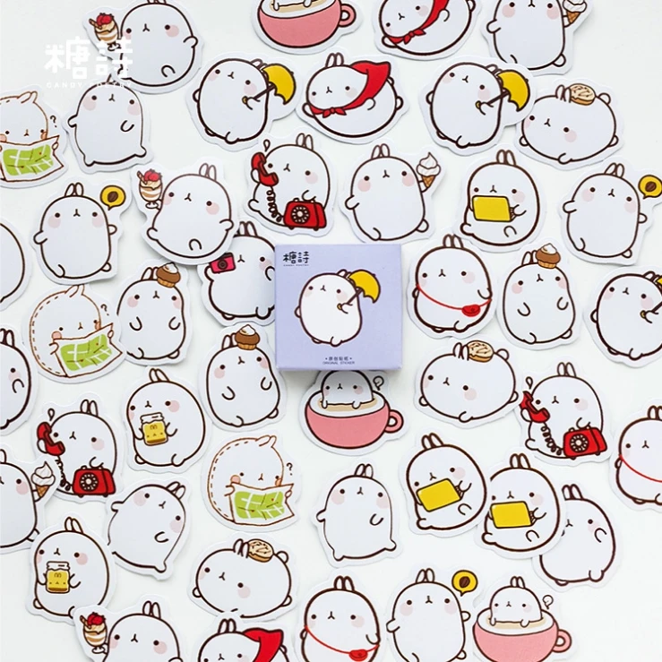 45 Pcs/box Rabbit Vacation Mini Paper Sticker Decoration Diy Scrapbooking Diary Label Stickers Stationery Shcool Office Supply