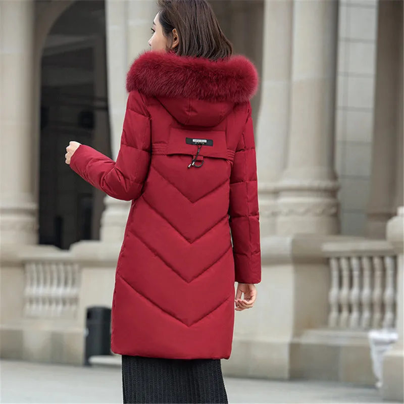 Down Jacket Women Winter Parkas New Thick White Duck Down Coat Fur Collar Hooded Long Down Coats Female Overcoat 8XL 9XL 10XL
