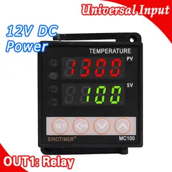 Power 12V DC Digital Intelligent PID Temperature Controller Regulator Thermostat Thermocouple K sensor PT100 Input Relay Output