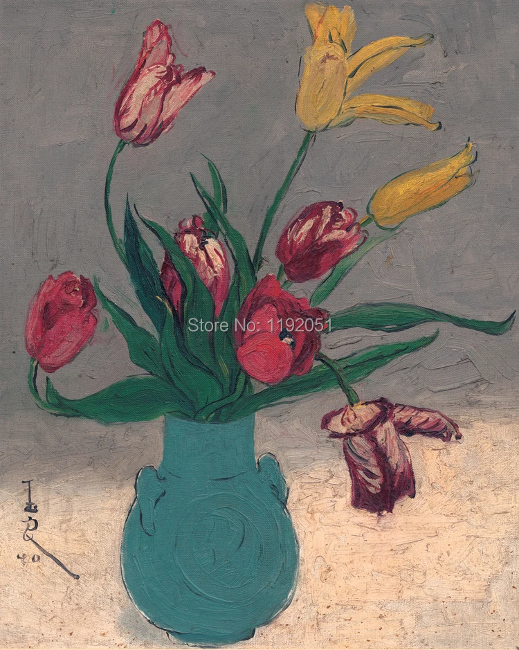 flower painting Chinese paintings contemporary artist masterpiece flowers posters canvas prints three colors tulips