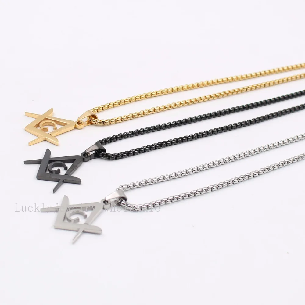 Stainless Steel Masonic Symbol Pentagram religion Jewelry Men\'s Rolo CHAIN necklace 24inch