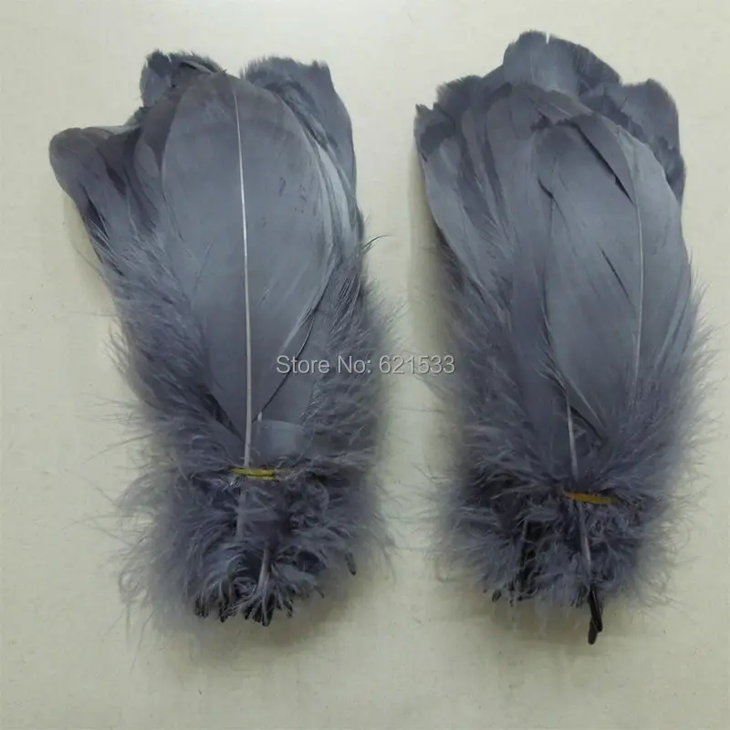 

Veren! 200pcs/lot Dark Grey Colour Goose Nagoire Loose feathers,14-20cm ,use for masks, mailings&craft