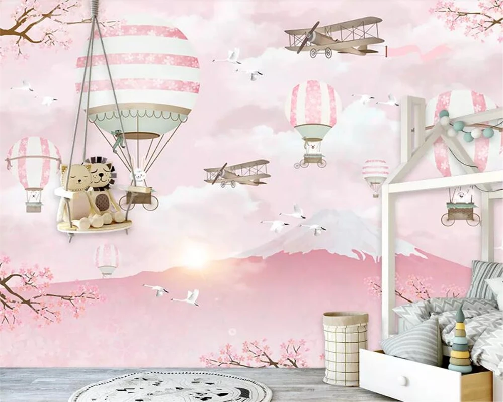 

Custom 3D Wallpaper Modern Cartoon Hot Air Balloon aircraft Wallpaper Decoration Children Room Background 3d wallpaper