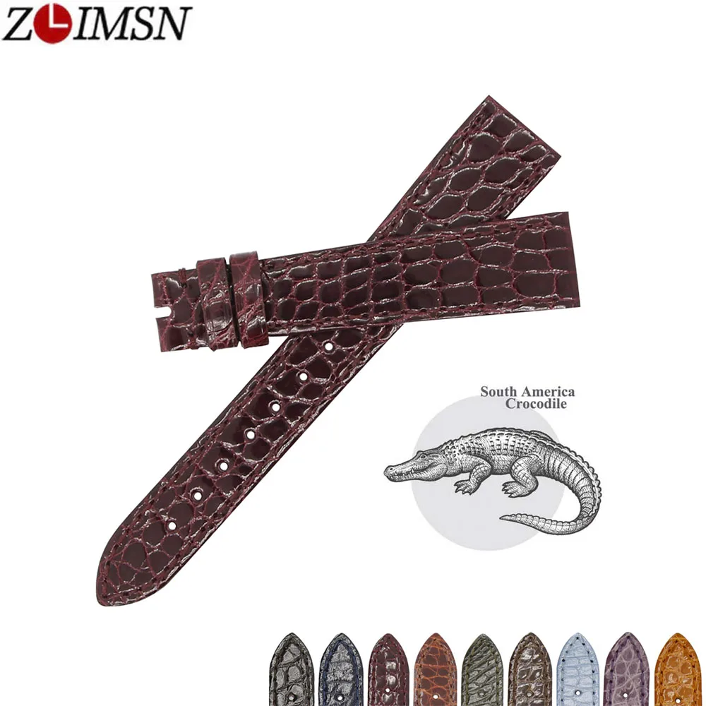 ZLIMSN Top Quality Genuine Crocodile Luxury Round Stripe Crocodile Skin Strap Size Can Be Customized 18mm 19mm 20mm 21mm  22mm