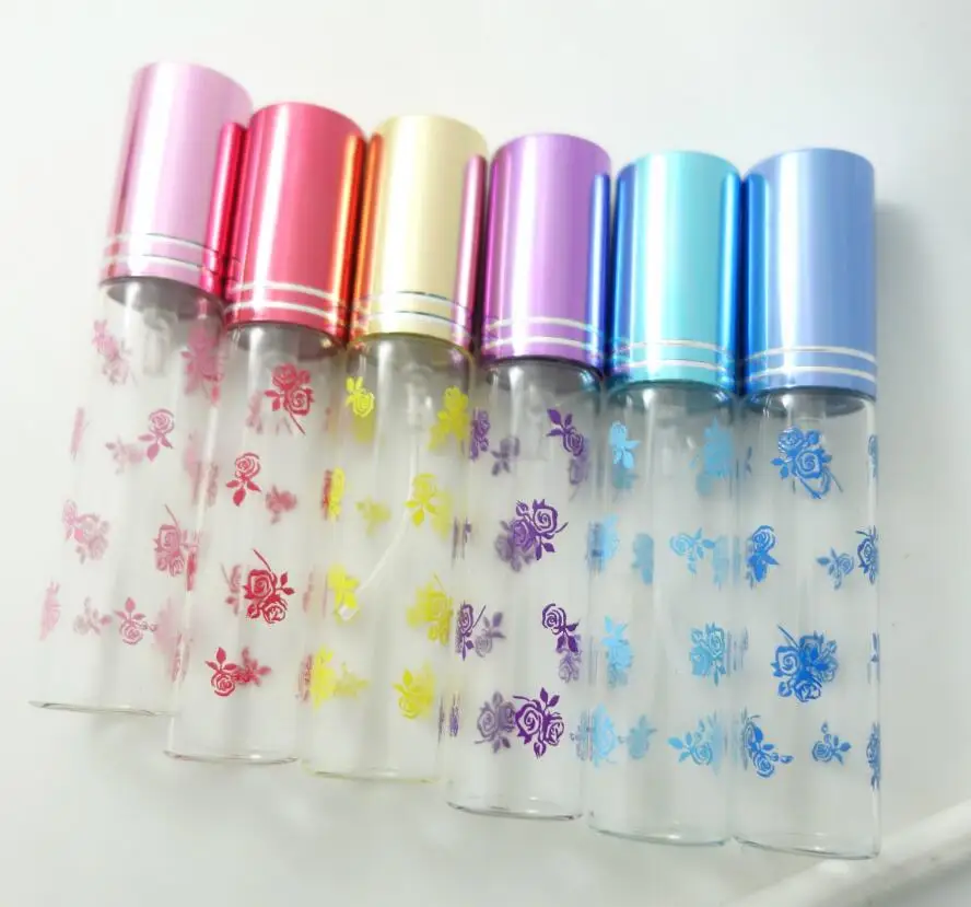 Rose Print 10ML Portable Glass Filled Perfume Bottle with Spray and Empty Fragrance Box  300pcs/lot