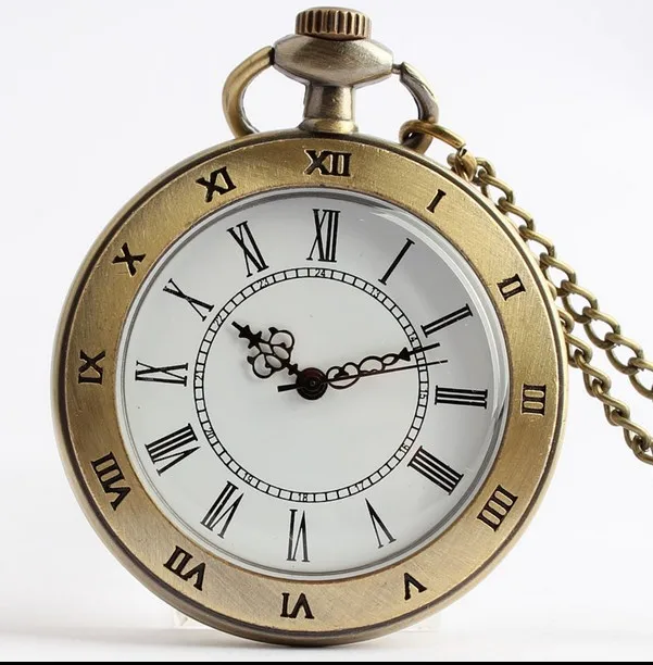 

2020 New Roman numerals Dual display Fashion quartz Bronze antiques men and woman Necklace pocket watch